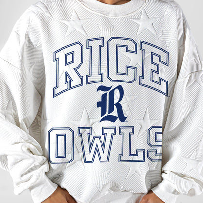 RICE OWLS BIG PLAY ENERGY EMBOSSED STAR CREWNECK