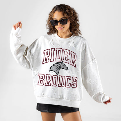 RIDER BRONCS BIG PLAY ENERGY EMBOSSED STAR CREWNECK