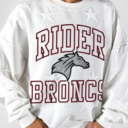 RIDER BRONCS BIG PLAY ENERGY EMBOSSED STAR CREWNECK