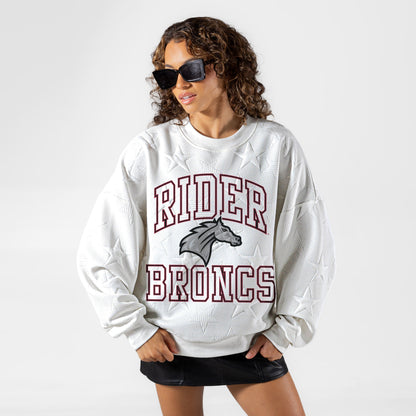 RIDER BRONCS BIG PLAY ENERGY EMBOSSED STAR CREWNECK
