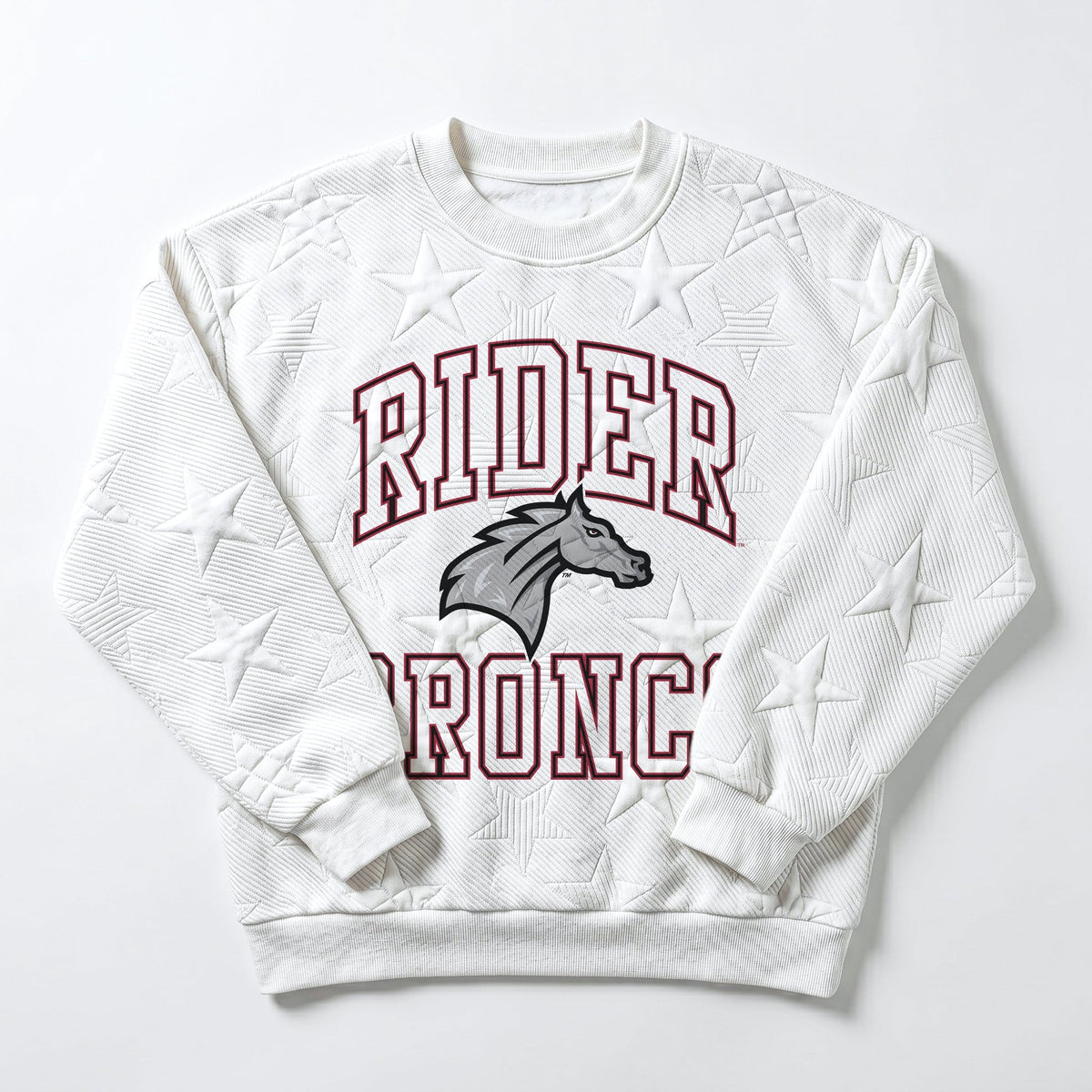 RIDER BRONCS BIG PLAY ENERGY EMBOSSED STAR CREWNECK