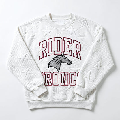 RIDER BRONCS BIG PLAY ENERGY EMBOSSED STAR CREWNECK