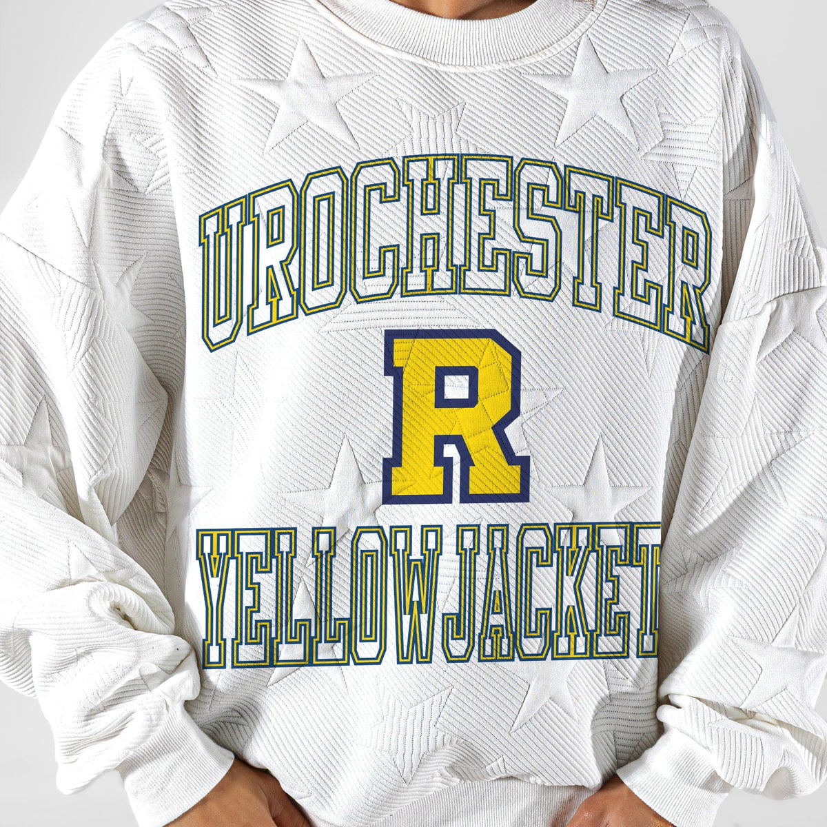 ROCHESTER YELLOWJACKETS BIG PLAY ENERGY EMBOSSED STAR CREWNECK