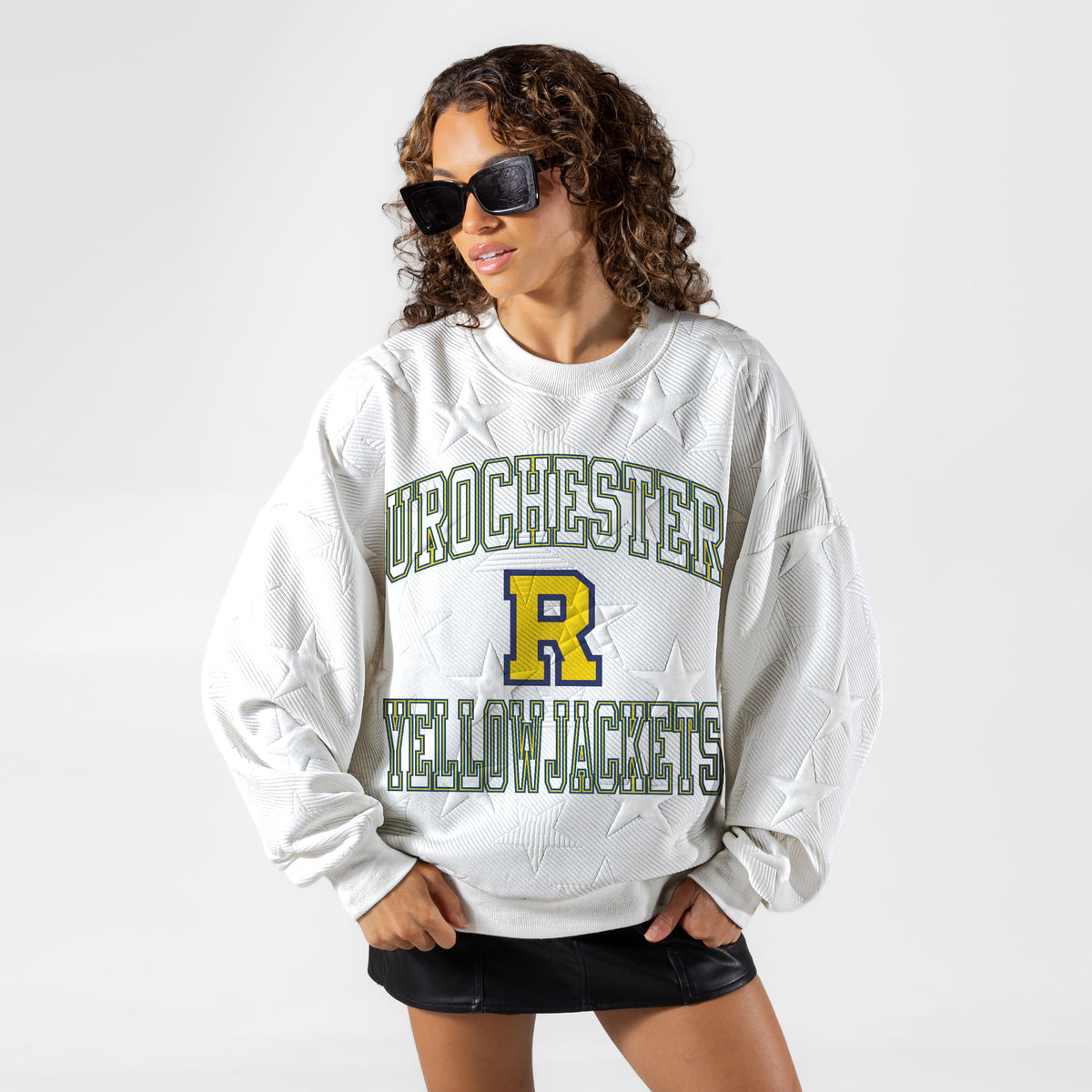ROCHESTER YELLOWJACKETS BIG PLAY ENERGY EMBOSSED STAR CREWNECK