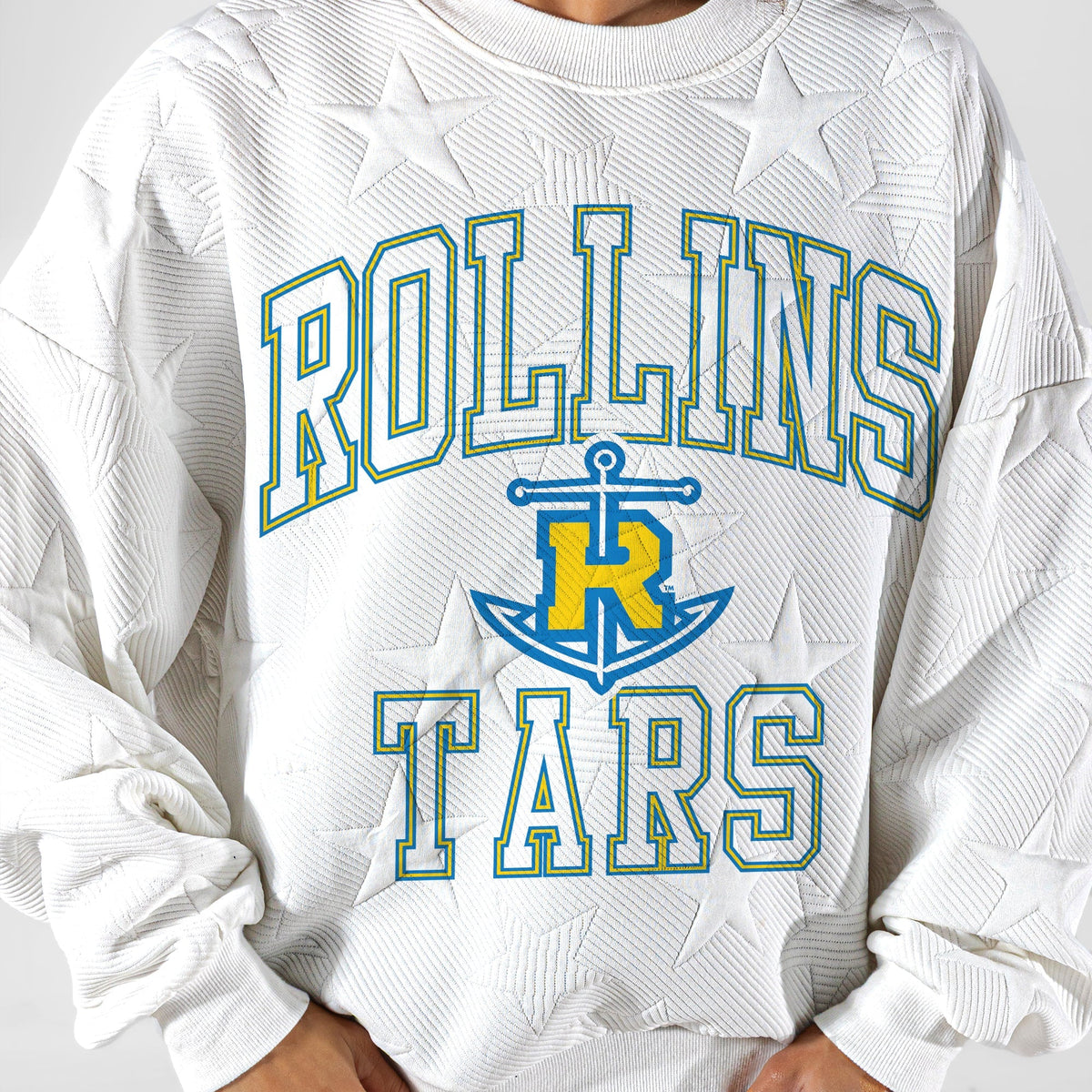 ROLLINS COLLEGE TARS BIG PLAY ENERGY EMBOSSED STAR CREWNECK