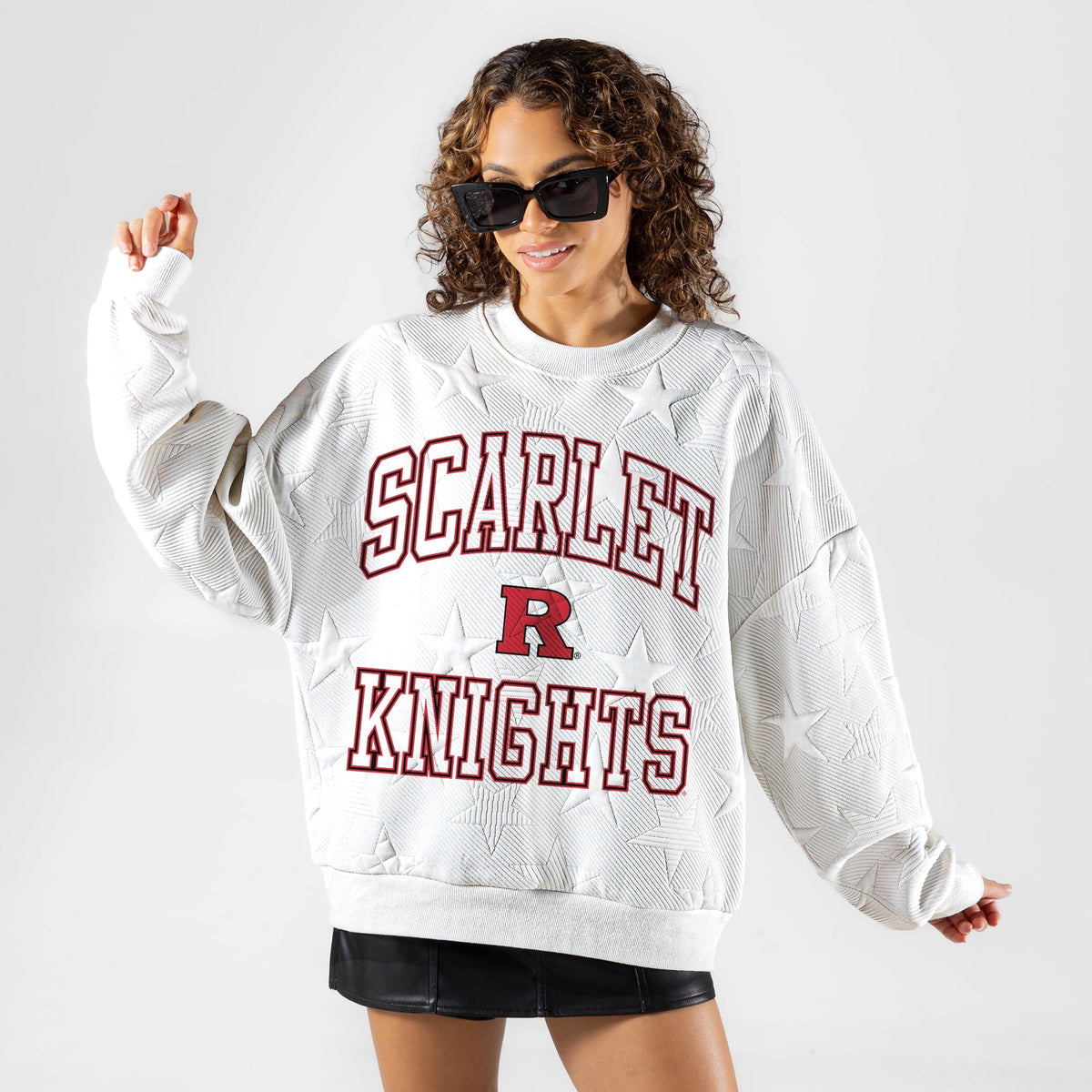 RUTGERS SCARLET KNIGHTS BIG PLAY ENERGY EMBOSSED STAR CREWNECK