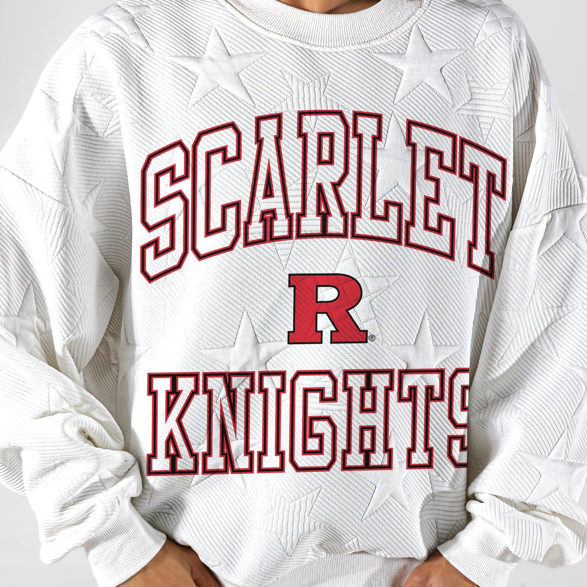 RUTGERS SCARLET KNIGHTS BIG PLAY ENERGY EMBOSSED STAR CREWNECK