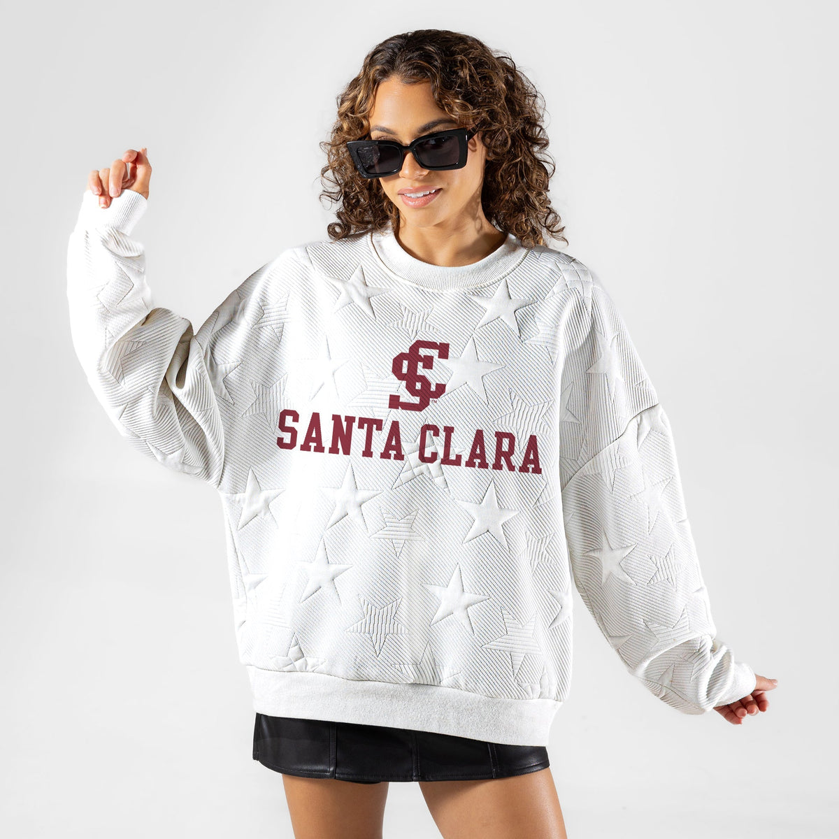 SANTA CLARA BRONCOS BIG PLAY ENERGY EMBOSSED STAR CREWNECK