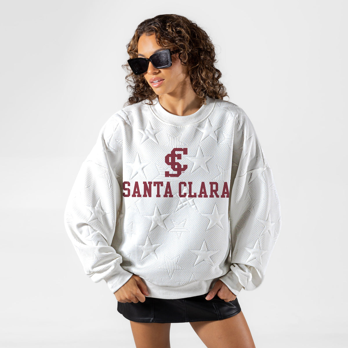 SANTA CLARA BRONCOS BIG PLAY ENERGY EMBOSSED STAR CREWNECK