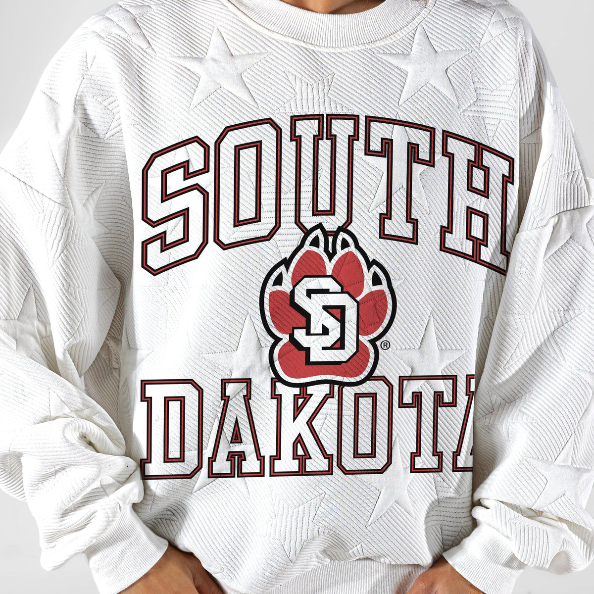SOUTH DAKOTA COYOTES BIG PLAY ENERGY EMBOSSED STAR CREWNECK