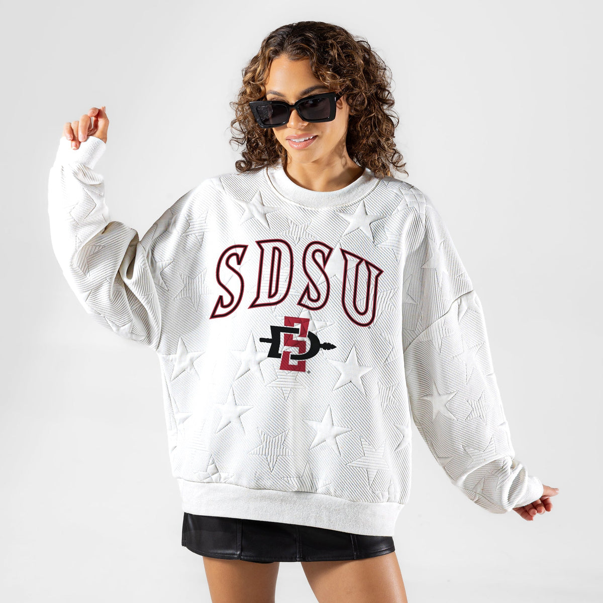 SAN DIEGO STATE AZTECS BIG PLAY ENERGY EMBOSSED STAR CREWNECK
