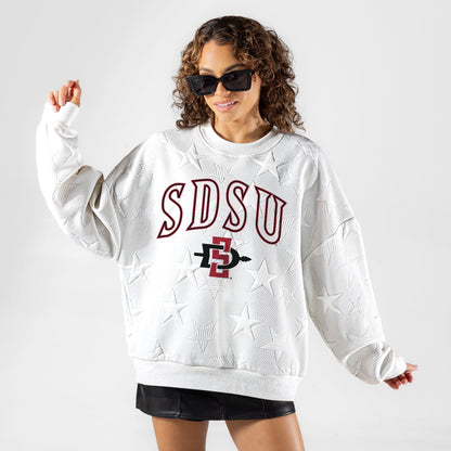 SAN DIEGO STATE AZTECS BIG PLAY ENERGY EMBOSSED STAR CREWNECK