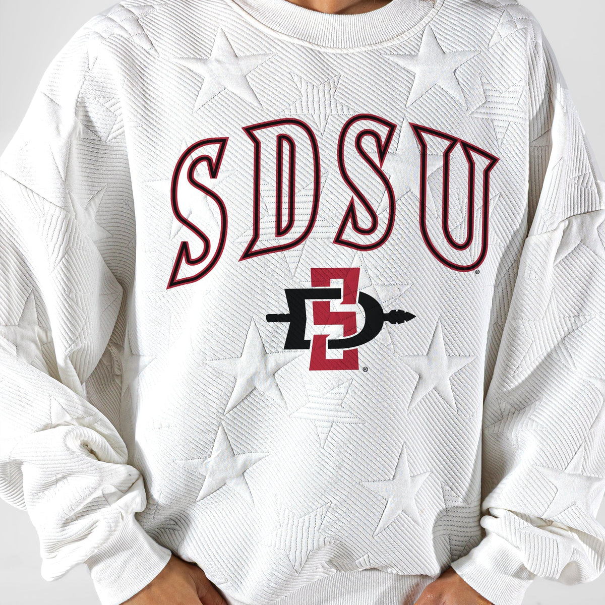 SAN DIEGO STATE AZTECS BIG PLAY ENERGY EMBOSSED STAR CREWNECK