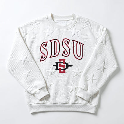 SAN DIEGO STATE AZTECS BIG PLAY ENERGY EMBOSSED STAR CREWNECK
