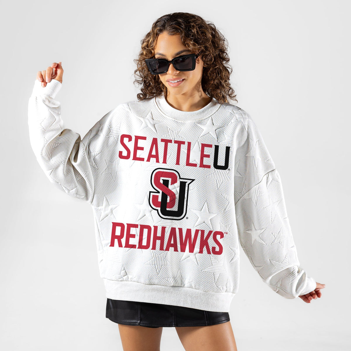 SEATTLE U REDHAWKS BIG PLAY ENERGY EMBOSSED STAR CREWNECK