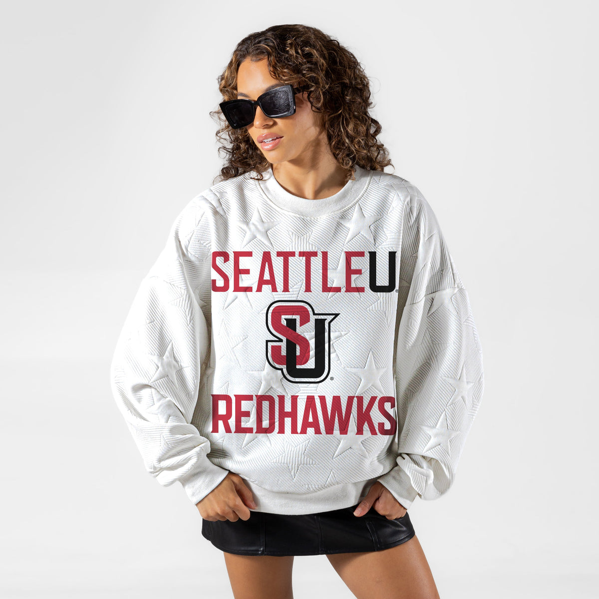 SEATTLE U REDHAWKS BIG PLAY ENERGY EMBOSSED STAR CREWNECK