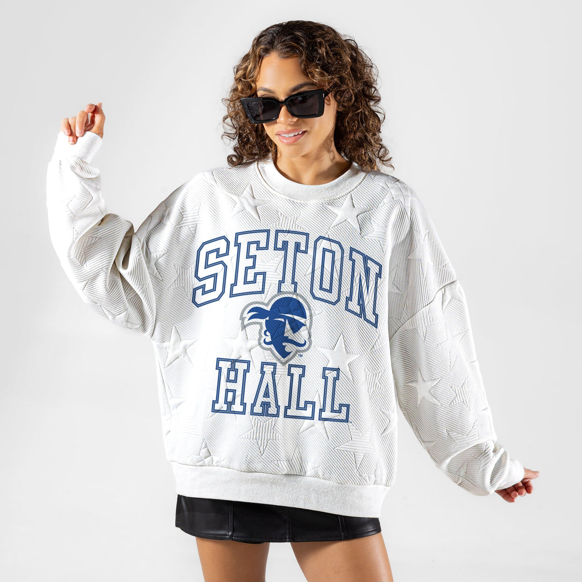 SETON HALL PIRATES BIG PLAY ENERGY EMBOSSED STAR CREWNECK