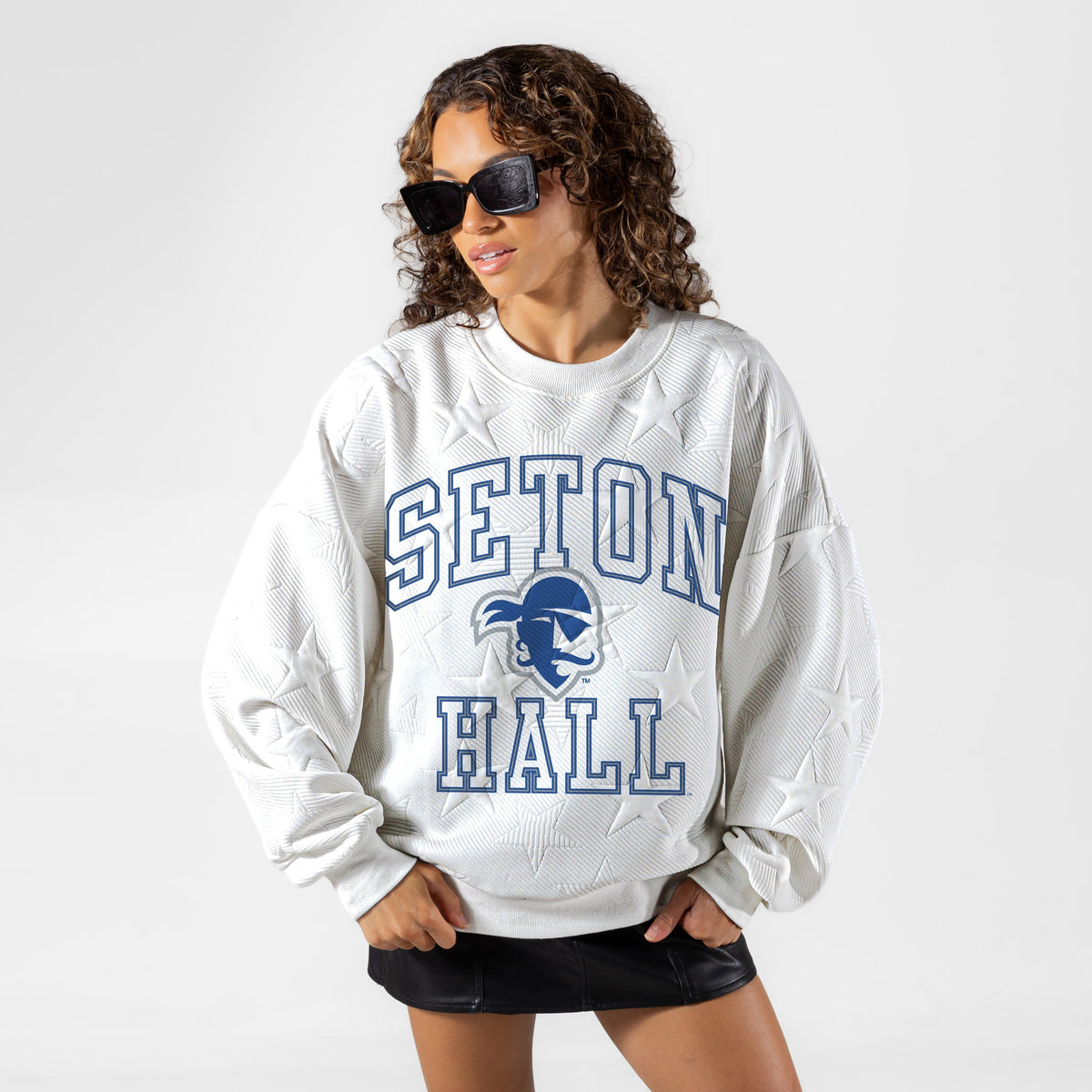 SETON HALL PIRATES BIG PLAY ENERGY EMBOSSED STAR CREWNECK