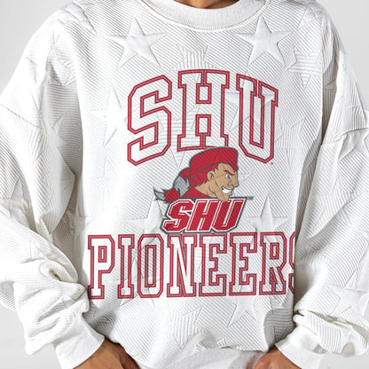 SACRED HEART PIONEERS BIG PLAY ENERGY EMBOSSED STAR CREWNECK