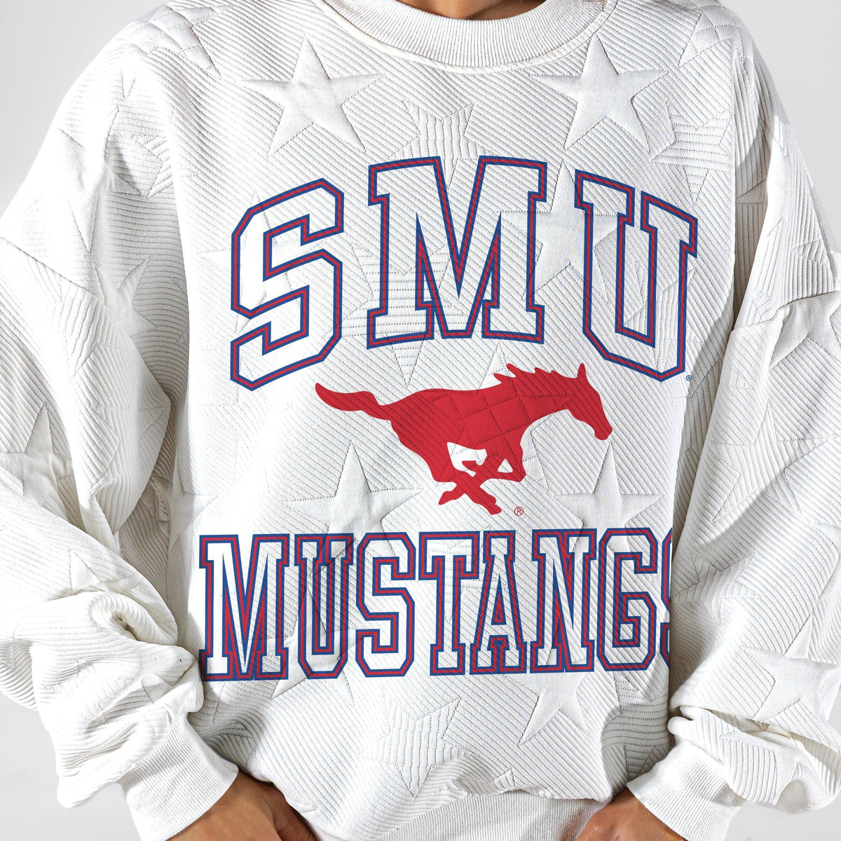 SMU MUSTANGS BIG PLAY ENERGY EMBOSSED STAR CREWNECK