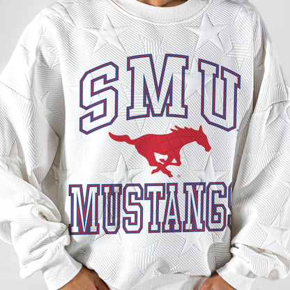 SMU MUSTANGS BIG PLAY ENERGY EMBOSSED STAR CREWNECK
