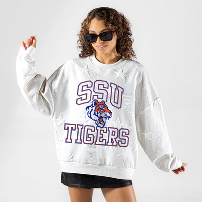 SAVANNAH STATE TIGERS BIG PLAY ENERGY EMBOSSED STAR CREWNECK