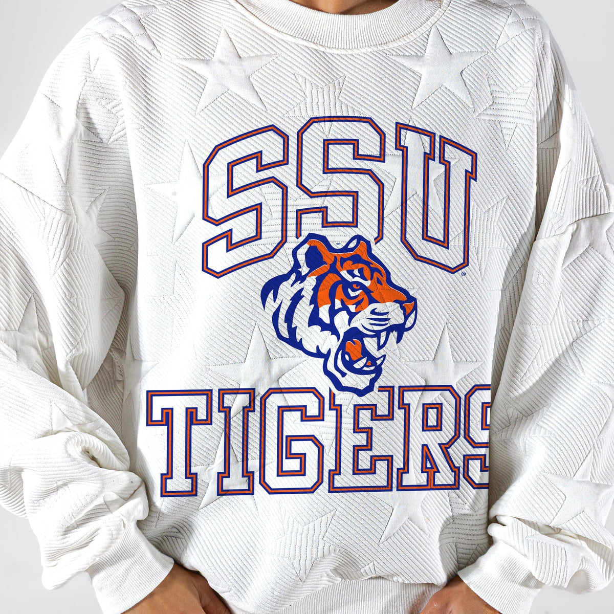 SAVANNAH STATE TIGERS BIG PLAY ENERGY EMBOSSED STAR CREWNECK