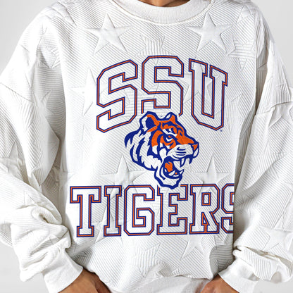 SAVANNAH STATE TIGERS BIG PLAY ENERGY EMBOSSED STAR CREWNECK