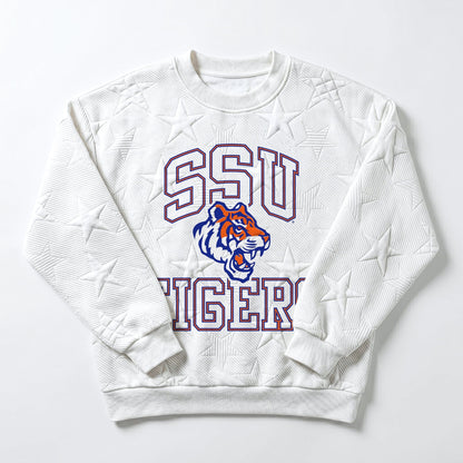 SAVANNAH STATE TIGERS BIG PLAY ENERGY EMBOSSED STAR CREWNECK