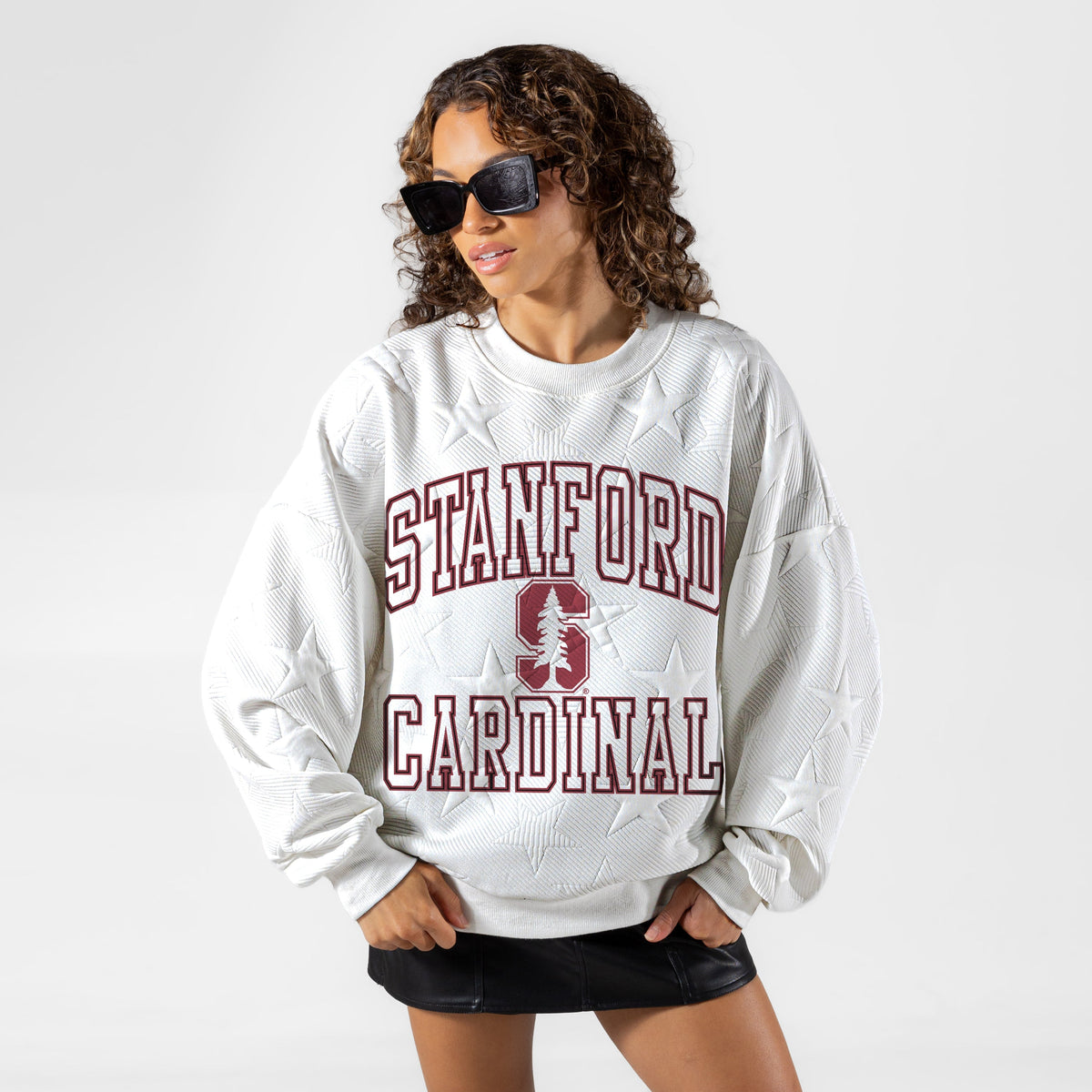 STANFORD CARDINAL BIG PLAY ENERGY EMBOSSED STAR CREWNECK