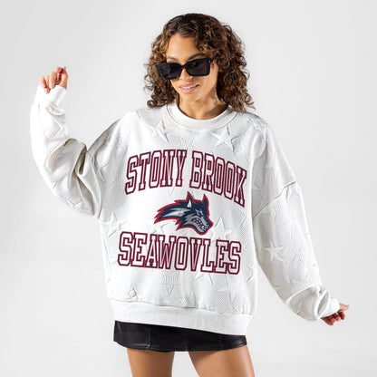 STONY BROOK SEAWOLVES BIG PLAY ENERGY EMBOSSED STAR CREWNECK