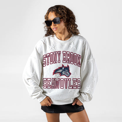STONY BROOK SEAWOLVES BIG PLAY ENERGY EMBOSSED STAR CREWNECK