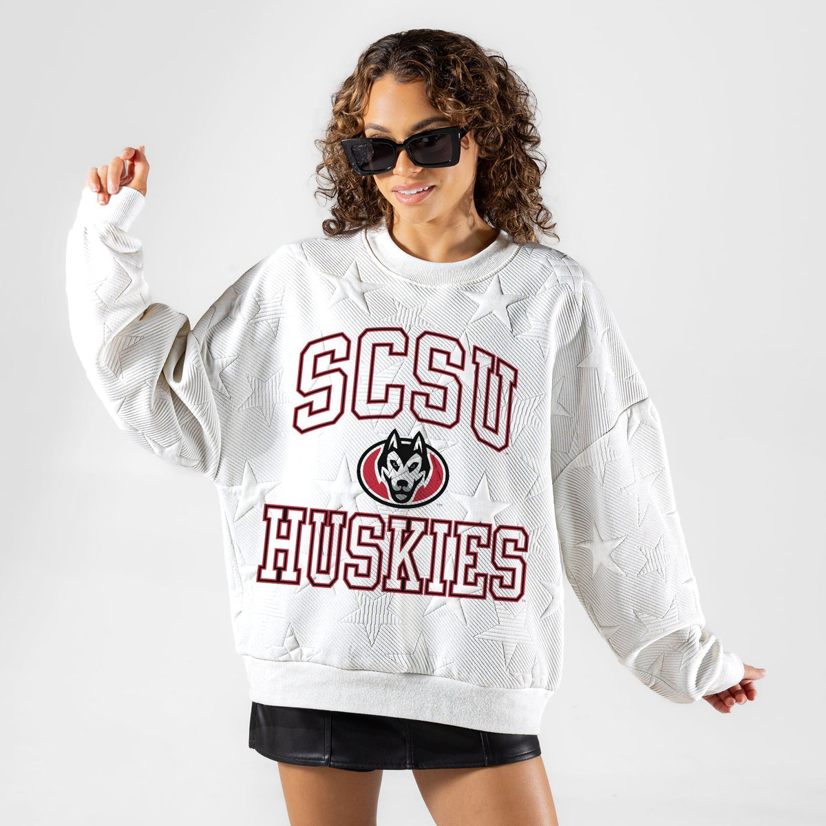 ST. CLOUD STATE HUSKIES BIG PLAY ENERGY EMBOSSED STAR CREWNECK
