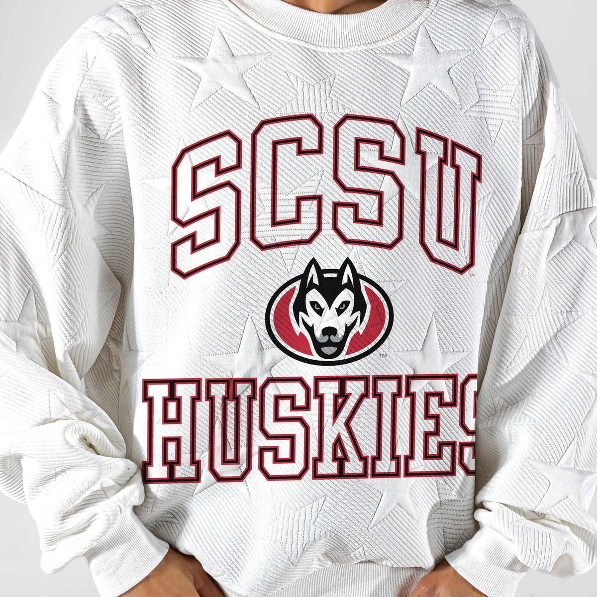 ST. CLOUD STATE HUSKIES BIG PLAY ENERGY EMBOSSED STAR CREWNECK
