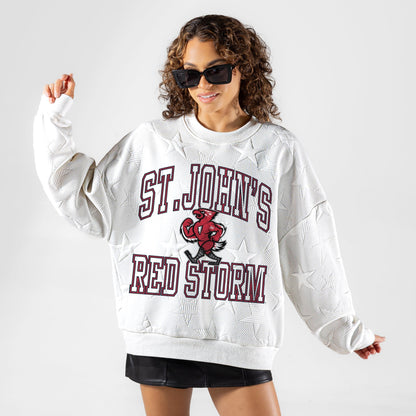 ST. JOHN'S RED STORM BIG PLAY ENERGY EMBOSSED STAR CREWNECK