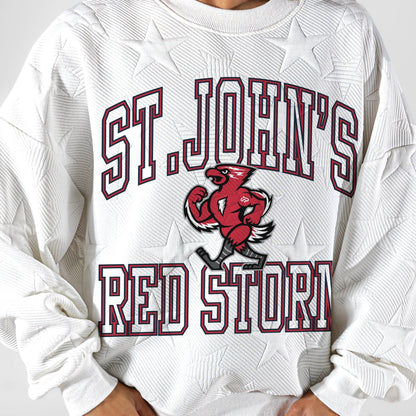 ST. JOHN'S RED STORM BIG PLAY ENERGY EMBOSSED STAR CREWNECK