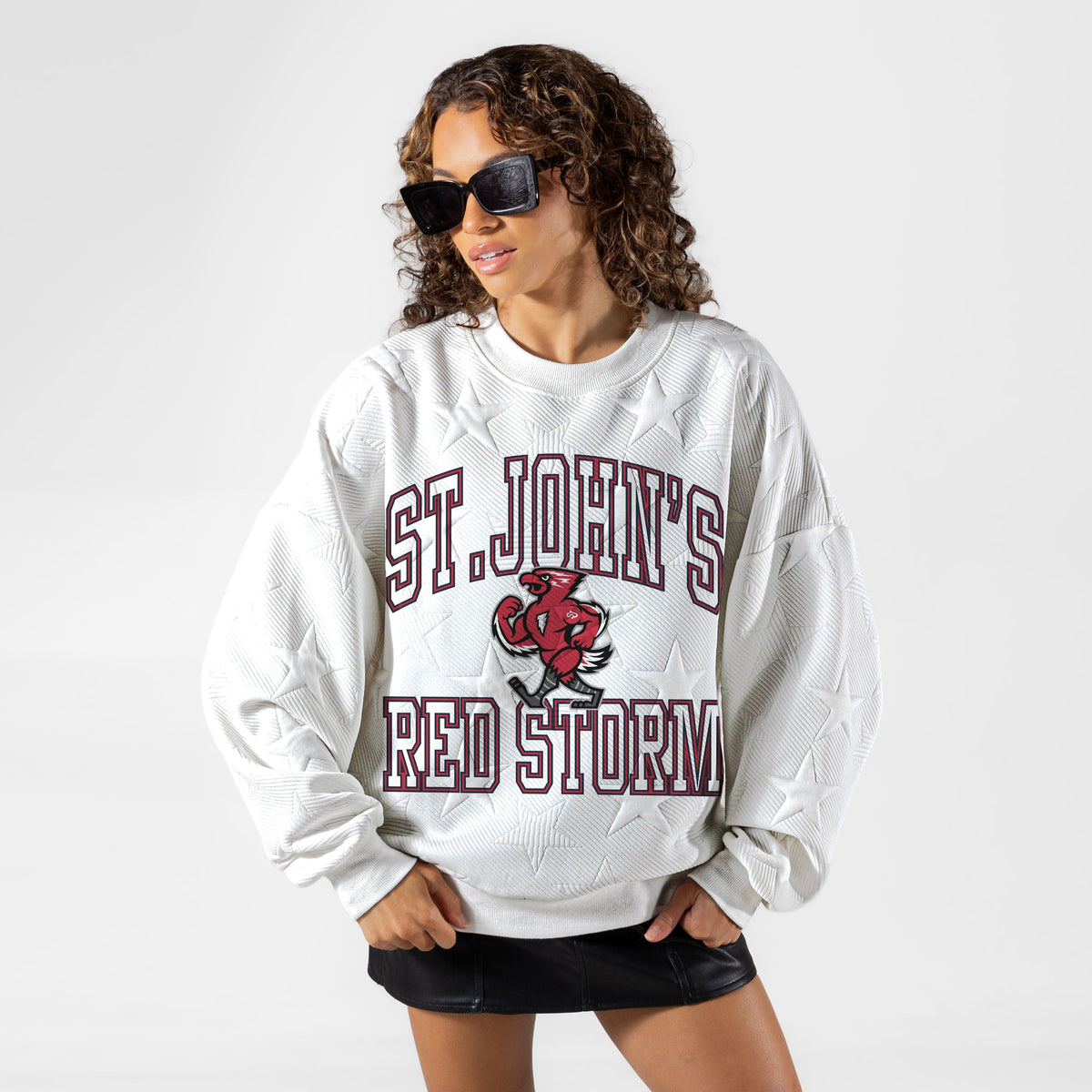 ST. JOHN'S RED STORM BIG PLAY ENERGY EMBOSSED STAR CREWNECK