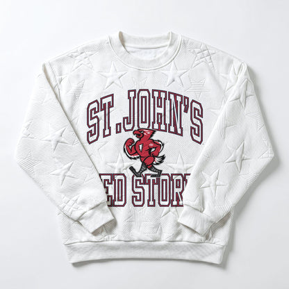 ST. JOHN'S RED STORM BIG PLAY ENERGY EMBOSSED STAR CREWNECK