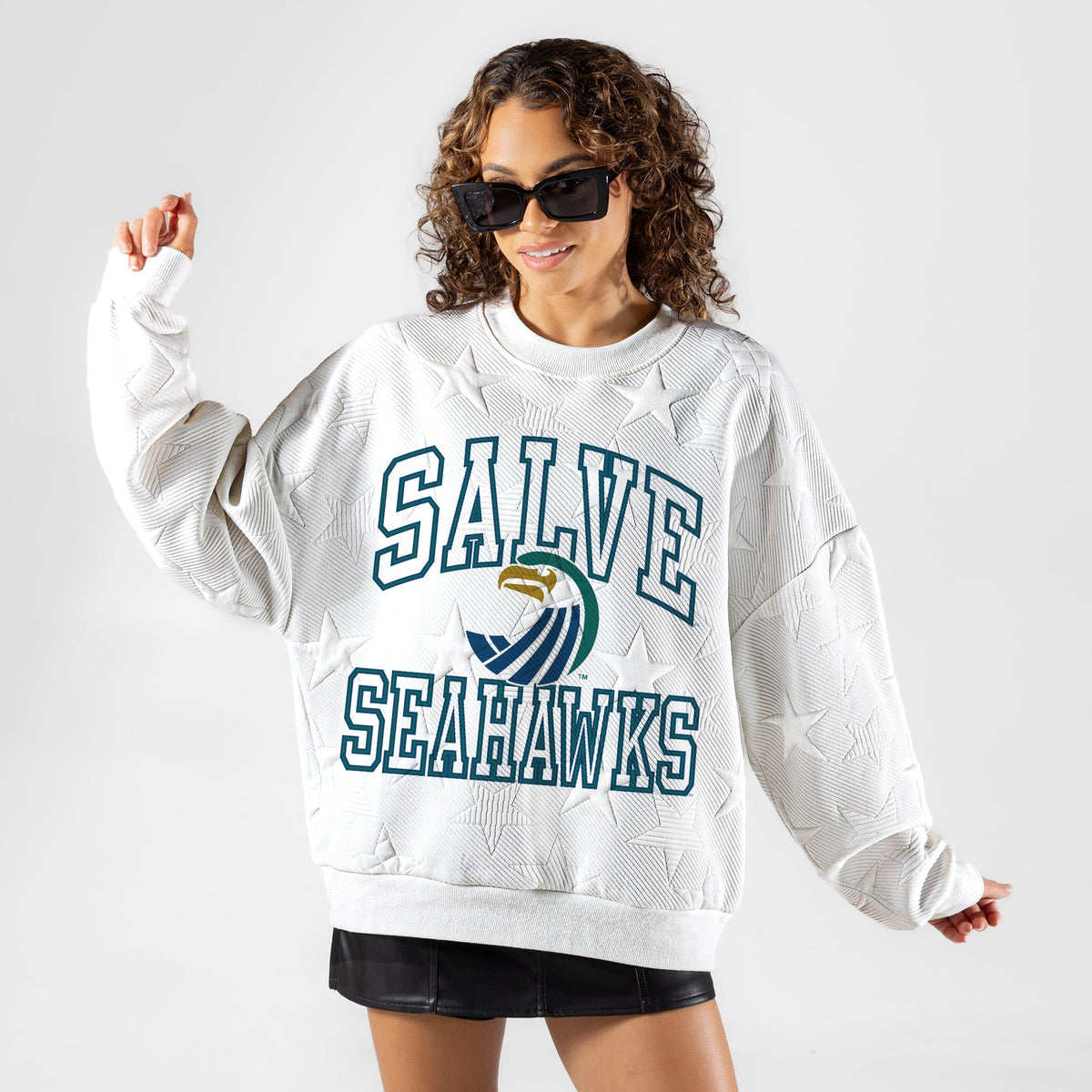 SALVE SEAHAWKS BIG PLAY ENERGY EMBOSSED STAR CREWNECK