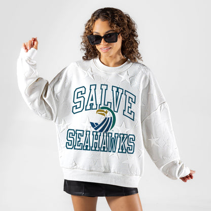 SALVE SEAHAWKS BIG PLAY ENERGY EMBOSSED STAR CREWNECK