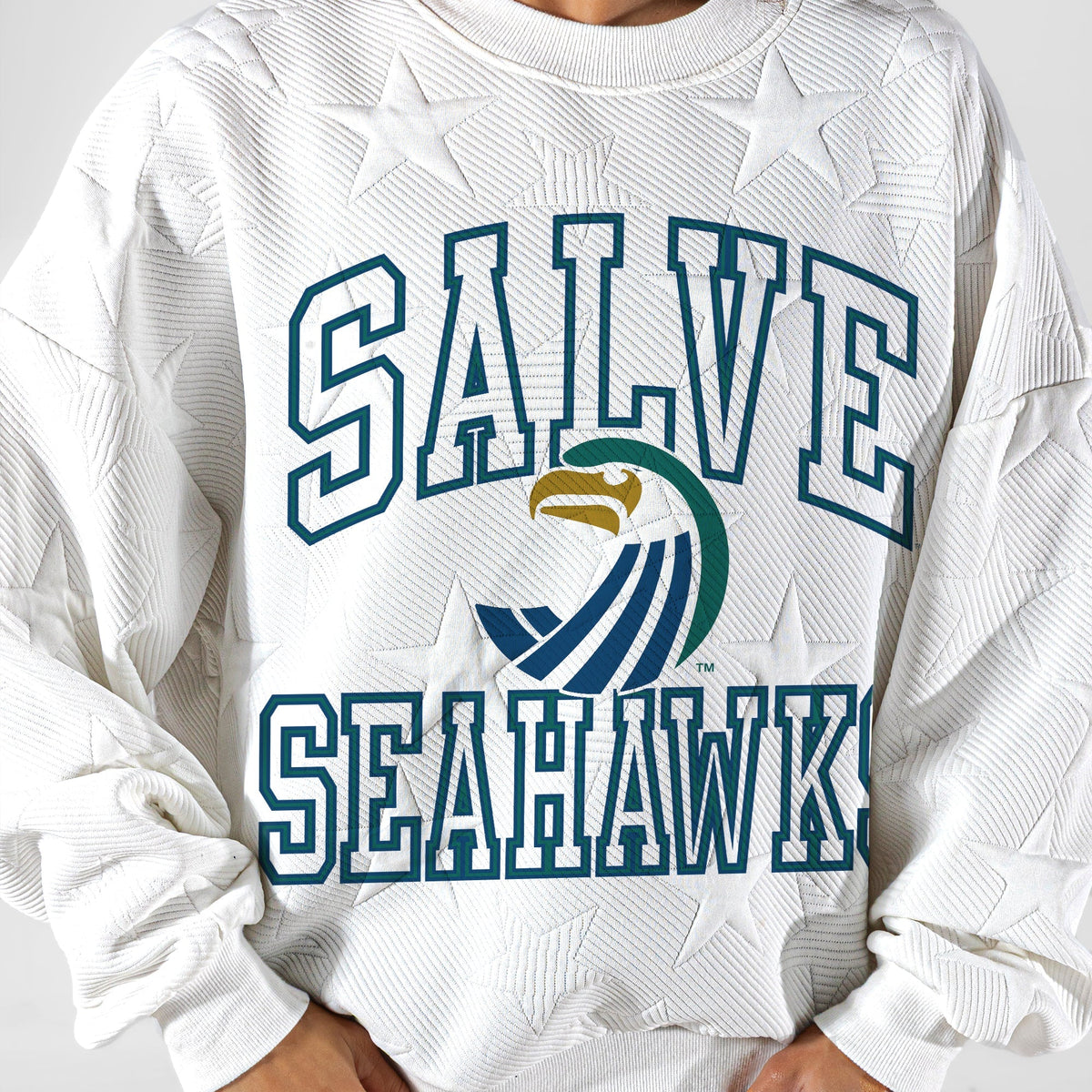 SALVE SEAHAWKS BIG PLAY ENERGY EMBOSSED STAR CREWNECK