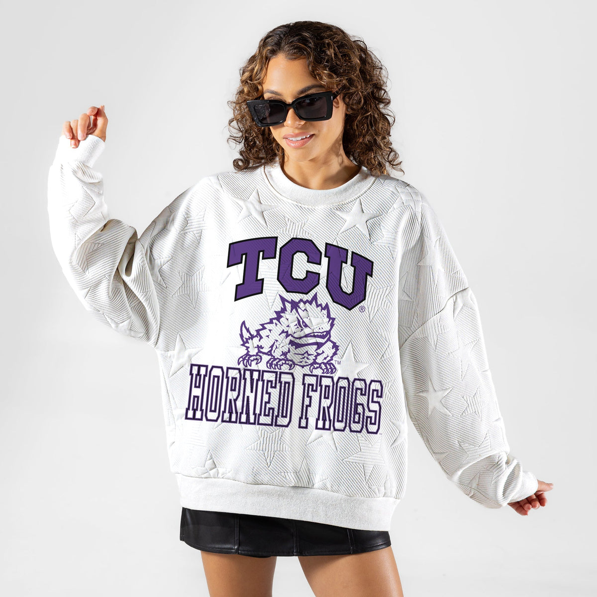 TCU HORNED FROGS BIG PLAY ENERGY EMBOSSED STAR CREWNECK