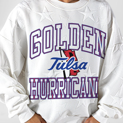 TULSA GOLDEN HURRICANE BIG PLAY ENERGY EMBOSSED STAR CREWNECK