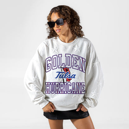 TULSA GOLDEN HURRICANE BIG PLAY ENERGY EMBOSSED STAR CREWNECK