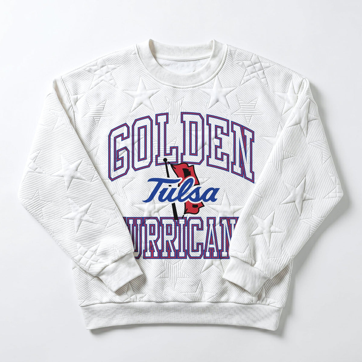 TULSA GOLDEN HURRICANE BIG PLAY ENERGY EMBOSSED STAR CREWNECK