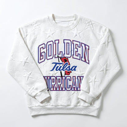 TULSA GOLDEN HURRICANE BIG PLAY ENERGY EMBOSSED STAR CREWNECK
