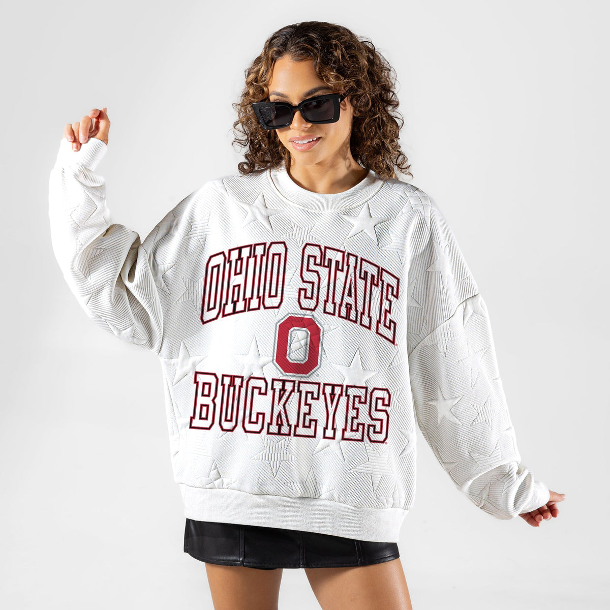 OHIO STATE BUCKEYES BIG PLAY ENERGY EMBOSSED STAR CREWNECK