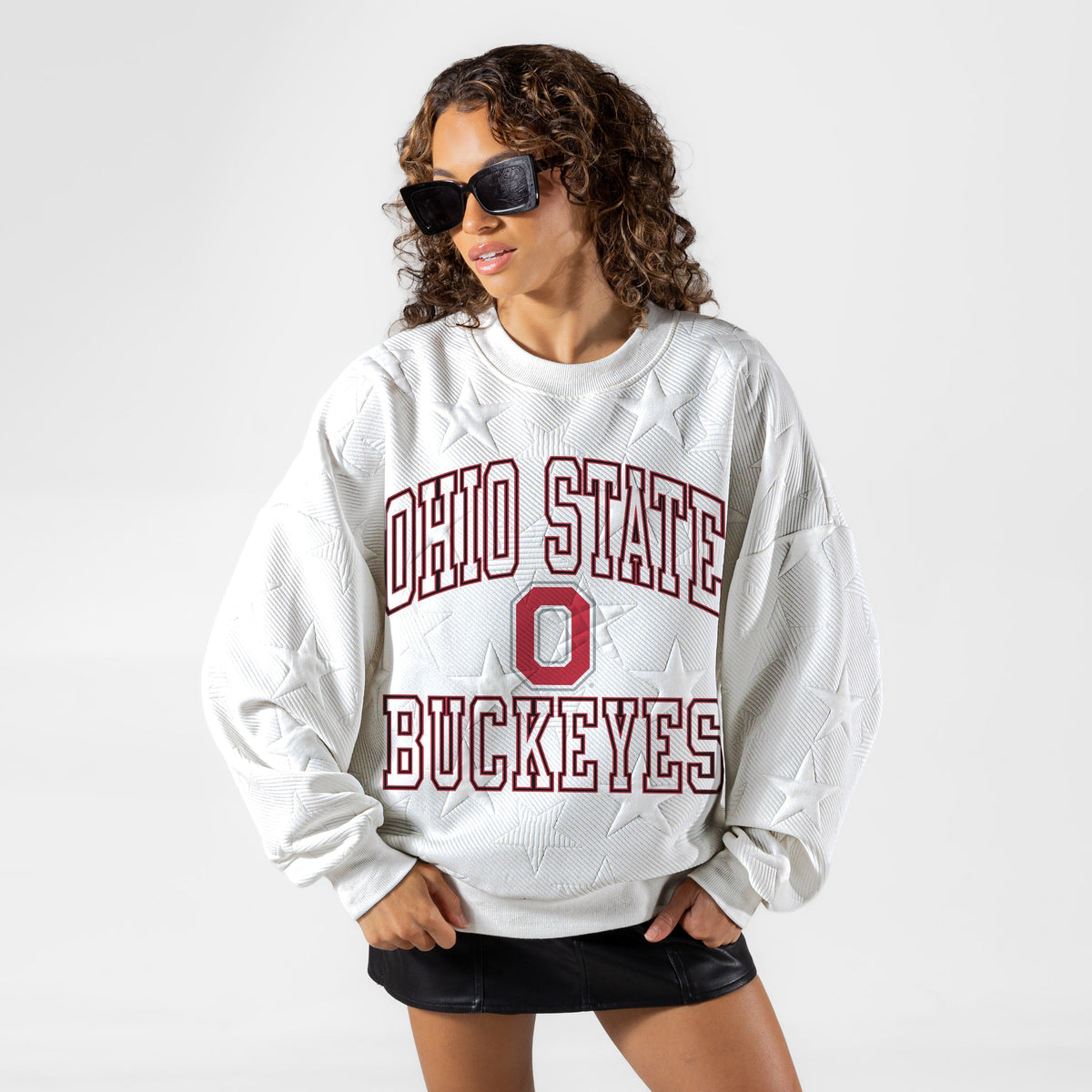 OHIO STATE BUCKEYES BIG PLAY ENERGY EMBOSSED STAR CREWNECK