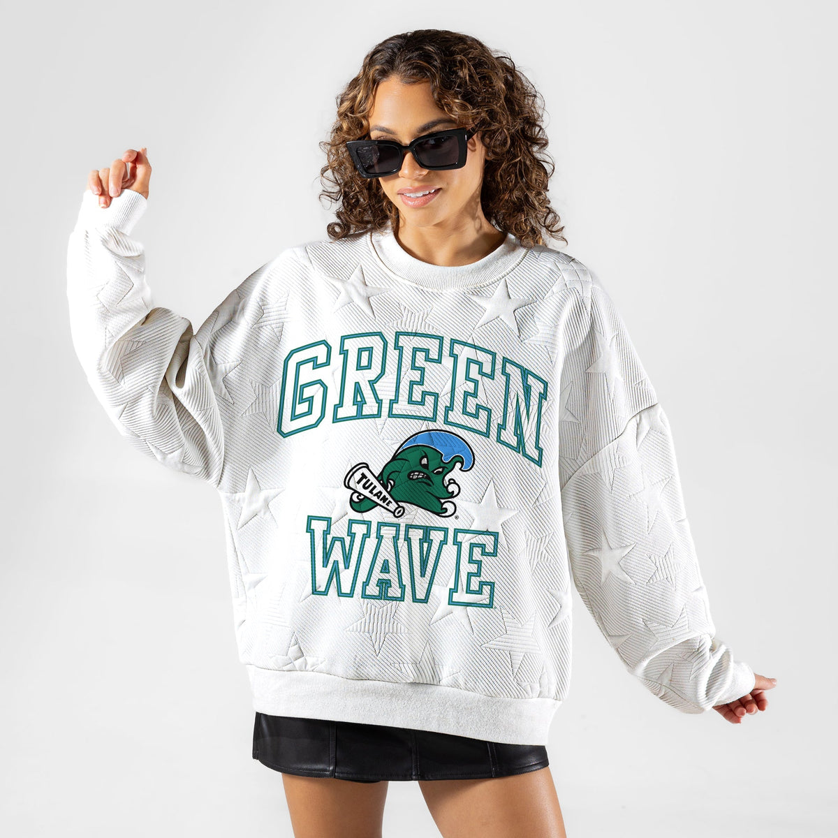 TULANE GREEN WAVE BIG PLAY ENERGY EMBOSSED STAR CREWNECK