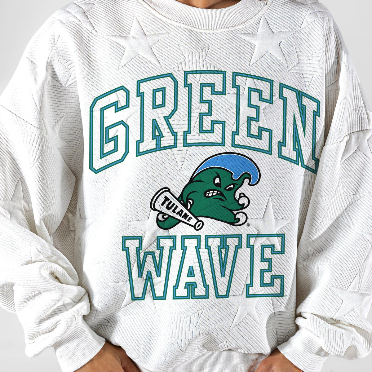 TULANE GREEN WAVE BIG PLAY ENERGY EMBOSSED STAR CREWNECK